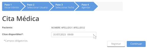 Seleccionar hora cita médica IMSS