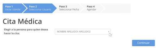 Seleccionar nombre de paciente cita IMSS